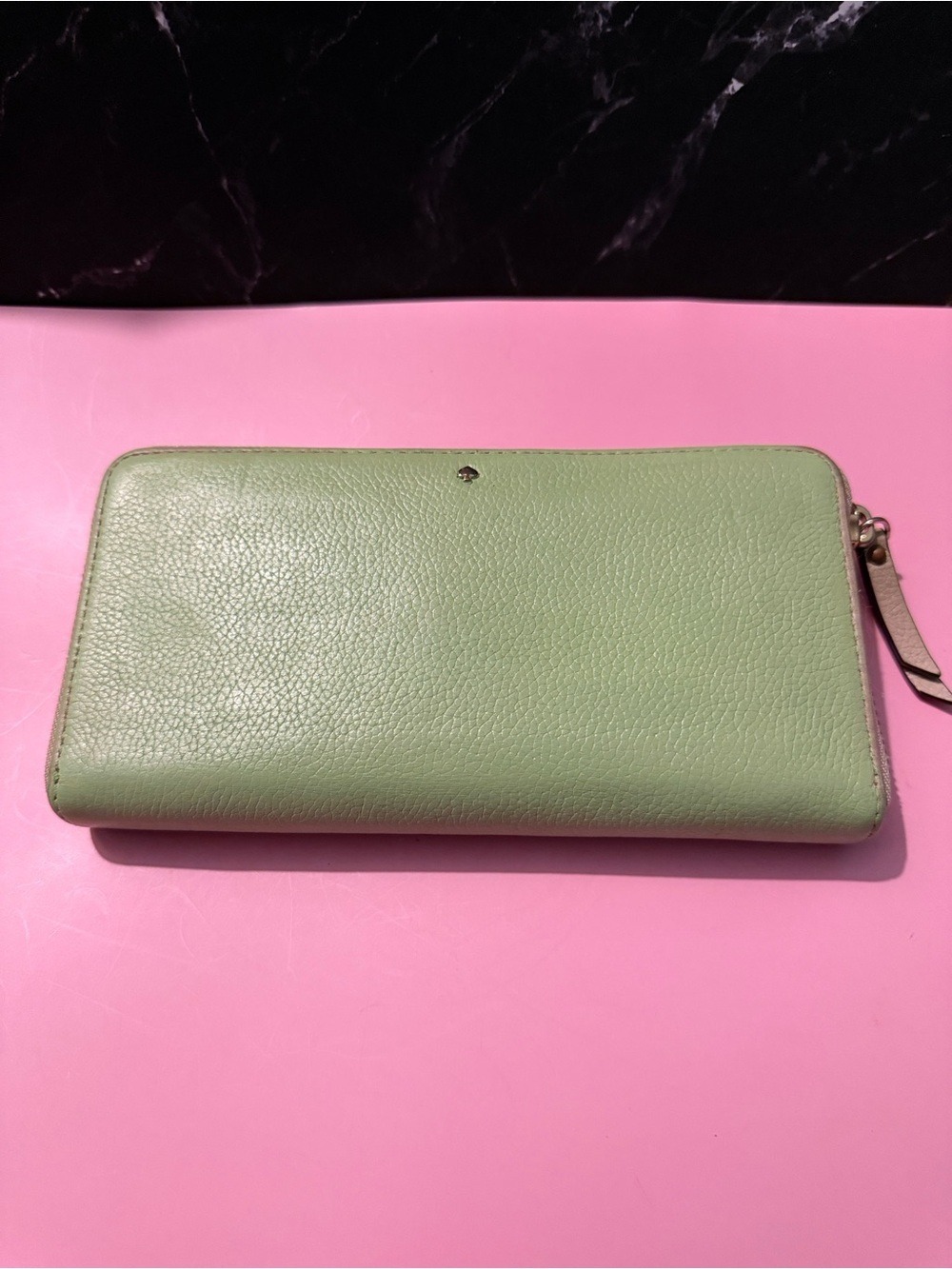 kate spade Light Green Leather Zip Wallet